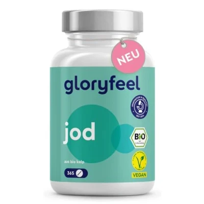 Obrázek jód z bio kelpu 225 µg jódu ve vysokých dávkách 365 tablet certifikovaná kvalita 100% přírodní hnědých řas funkce štítné žlázy + hormony veganské a laboratorně testováno