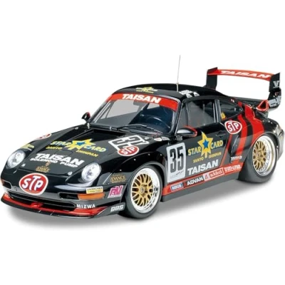 Obrázek Tamiya 300024175 Porsche Vozidlo 1: 24 Taisan Starcard 911GT2 `95, napodobenina originálu, plastová stavebnice, kutilství, modelářská sada, sestavení, nelakované, vícebarevné