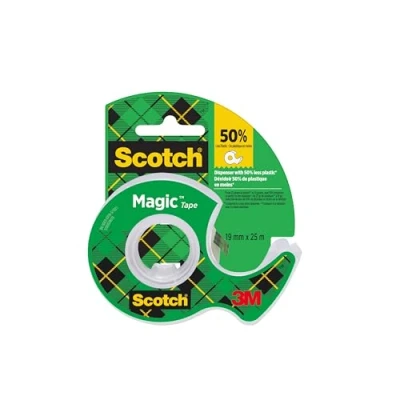 Obrázek Scotch Magic Klebeband Handspender mit 1 Rolle, 19 mm x 25 m Unsichtbares für allgemeine Zwecke zur Reparatur, Etikettierung und Versiegelung von Dokumenten