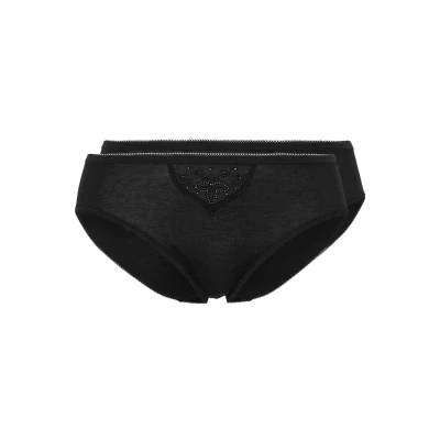 Obrázek Schiesser Cotton Essentials 2 PACK Kalhotky, Ženy, Velikost: 38, Black