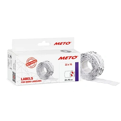Obrázek Meto etikety pro ruční z Kreslíři 9506159 (22 x 16 mm, 2 buňky, 6 000 kusů, trvale držící, Meto, Contact, SATO, Avery, Tovel, Samark atd.) rolí, Bílá
