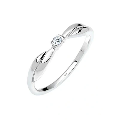 Obrázek Elli DIAMONDS prsten dámský zásnubní s diamantem (0,03 ct.) ze sterlingového stříbra 925, Fazetový brus, Diamant