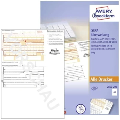 Obrázek AVERY Zweckform 2817 200 doporučení/platební list (formulář pro tiskárnu PC, A4, testováno právními experty, Německo, snadné vytváření převodů na listů)