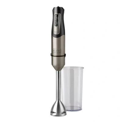 Obrázek BLACK+DECKER BXHB1000E Stabmixer, 1000W, 20 Geschwindigkeiten, Turbo, Edelstahlklingen, abnehmbarer Edelstahlfuß, Eiszerkleinerer, crushed ice, ergonomisch, Edelstahl
