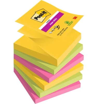 Obrázek Post it Super Sticky Z Notes, Carnival Collection, 76 mm x mm, 6 bloků po 90 listech