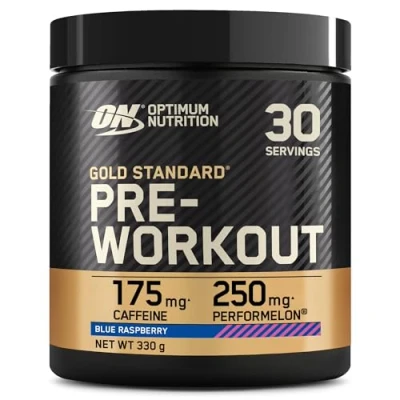 Obrázek Optimum Nutrition Gold Standard Pre Workout Powder, doplněk stravy s kreatinovým monohydrátem, beta alaninem, kofeinem a komplexem vitamínu B, malinová chuť, 30 porcí, 330 g