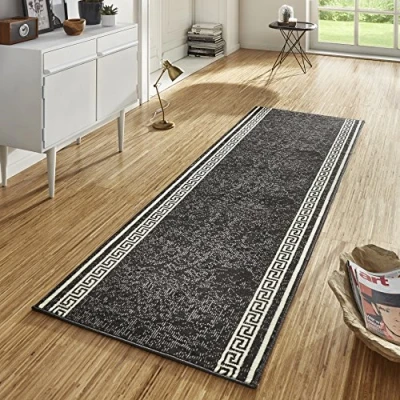 Obrázek Hanse Home koberec Casa 80 x 400 cm běhoun měkký s krátkým vlasem, moderní design na chodbu, do ložnice, dětského pokoje, koupelny, obývacího kuchyně, dekorační běhouny černý