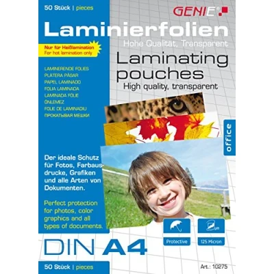 Obrázek Genie Laminovací fólie DIN A4 (125 Micron) balení 50 ks