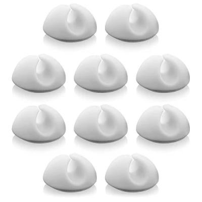 Obrázek deleyCON 10x Kabel Klips Držák kabelu Vedení kabelů Fixace Organizér pro kabely do 8 mm Kabelové svorky Upevnění Management bílý