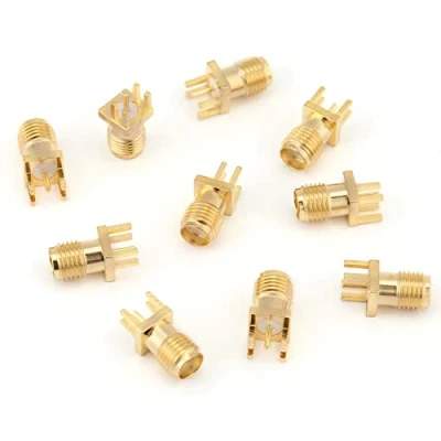 Obrázek 10 kusů mosaz pozlacená SMA zásuvka Jack konektor konec Launch50 Ohm HF PCB klip montáž na okraj adaptér