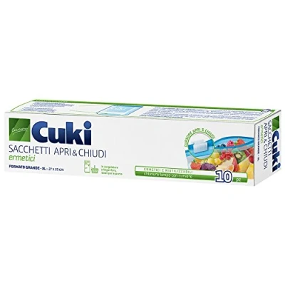 Obrázek Cuki0 Cuki Lebensmittelbeutel, luftdicht, mit Schieber, 27 x 25 cm, 3 l, 1 Packung 10 Stück, 90 g