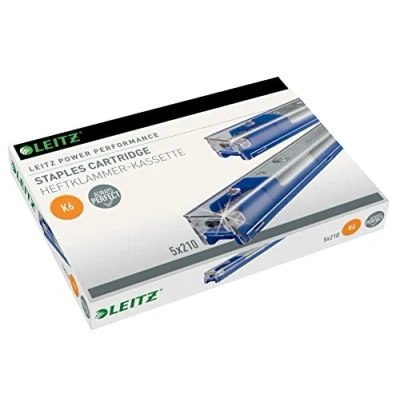 Obrázek Leitz Power Performance Heavy Duty Kazety na sešívání K6, pozinkované, box s 5 kazetami, x 210 svorek, 55910000