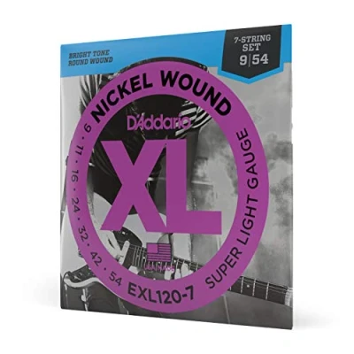 Obrázek D&#039;Addario struny pro kytaru E kytara elektrické kytary elektrickou EXL120 7 super lehké, 7struny, 0954 1 kus