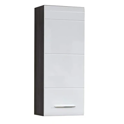 Obrázek trendteam smart living Závěsná skříň nástěnná skříňka koupelna řada rozměry montáže (ŠxVxH) 30 x 77 24 cm barva Sardegna kouřová stříbrná s bílým vysokým leskem 189850103