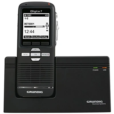 Obrázek Digitální diktafon Grundig Digta 7 v prémiové sadě, ruční zařízení s dokovací stanicí, diktovací software a příslušenství
