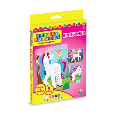 Obrázek Sticky Mosaics ORB Travel Pack Einhorn Mosaik Klebebilder Reisespiele für Kinder Bastelset Geschenke Mädchen &amp; Jungen, Moosgummi Aufkleber Beschäftigung Geschenkideen Deko basteln ab 4 Jahre