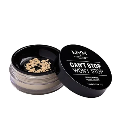 Obrázek NYX Professional Makeup Prášek, Can&#039;t Stop Won&#039;t Setting Powder, Volný fixační pudr, Veganská receptura, Matný povrch, absorbující olej, barevný odstín: Light Medium