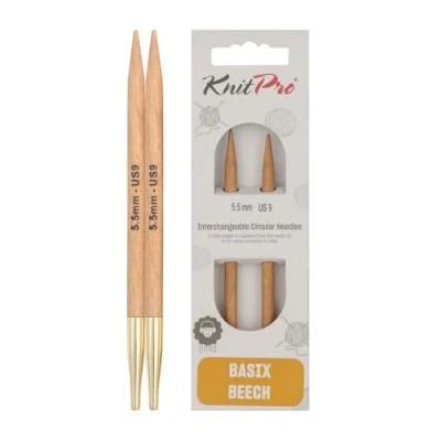 Obrázek KnitPro Basix Birch: Knitting Pins: Circular: Interchangeable: Standard: 11.6cm x 5.50mm, Birkenholz, Multi Colour, 5.5mm