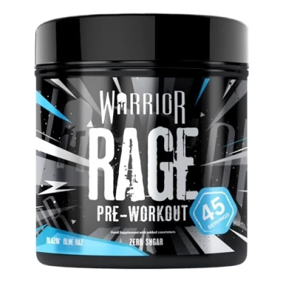 Obrázek Warrior Rage Pre Workout Pulver 392 g Energy Drink Ergänzung mit Kreatin, Beta Alanin, Koffein, Vitamin C für optimale Leistung auch als Shot erhältlich 45 Portionen (Blazin&#039; Blue Raz)