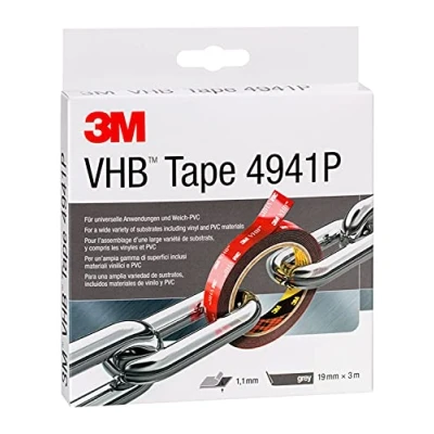 Obrázek 3M VHB 4941F oboustranná montážní lepicí páska silné a trvalé spojení hliníku, ušlechtilé oceli, pozinkované polykarbonátu nebo ABS 19 mm x 3 m, šedá, tloušťka: 1,1 (balení 1 ks)