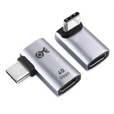 Obrázek Cable Matters Kombi Pack 40 Gbps USB C winkelstecker 90 Grad Adapter Kit mit 240W PD (USB Adapter) in Schwarz kompatibel Ports Thunderbolt 4, USB4 und 3