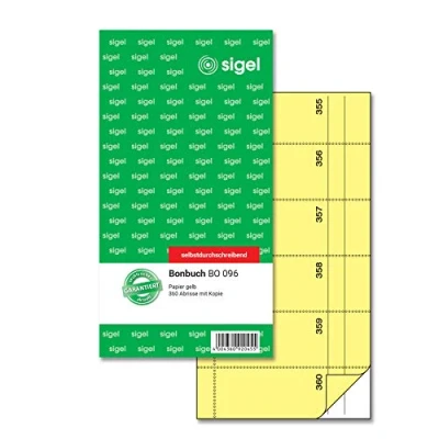 Obrázek SIGEL BO096 blok na bonbony, 360 odtrhávacích žlutých, 10,5 x 20 cm, 2 60 listů, propisující, z udržitelného papíru