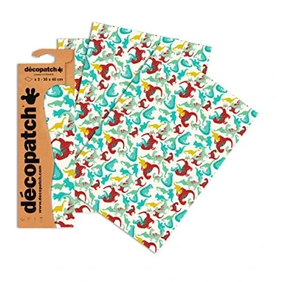 Obrázek Decopatch papír č. 736 (pestrý dinosaurus, 395 x 298 mm) balení 3 ks