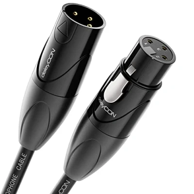 Obrázek deleyCON 20m XLR audio kabel studiová kvalita z čisté OFC mědi (AWG24) mikrofonu s potlačením EMI a RFI kovovým zamykáním pozlacenými kontakty 3pólový DMX