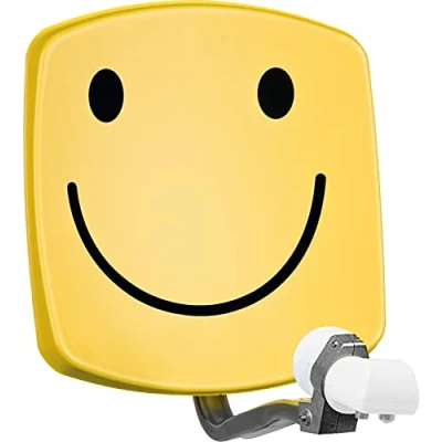 Obrázek TechniSat DIGIDISH 33 satelitní miska pro 2 účastníky (33 cm malé zařízení kompletní sada s nástěnným držákem a univerzálním Twin LNB) Smiley, žlutá