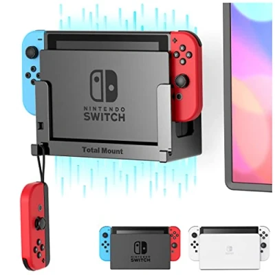 Obrázek TotalMount Držák na stěnu pro Nintendo Switch / OLED konzole s vedením tepla a bezpečnostním klipem, černý