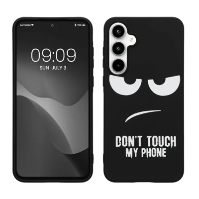 Obrázek kwmobile Pouzdro kompatibilní se Samsung Galaxy A55 5G na mobil Silikon Case Don&#039;t Touch My Phone bílý černý