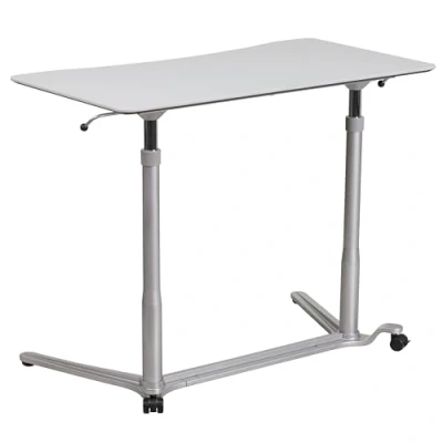 Obrázek Flash Furniture Počítačový psací stůl k sezení a stání, ergonomický, kov, světle šedý, 1 kus