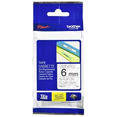 Obrázek Brother 1659459 originální P touch popisovací páska TZe 11 6 mm, černá na průhledné (kompatibilní mimo jiné s PT H100LB/R, H105, E100/VP, D200/BW/VP, D210/VP)