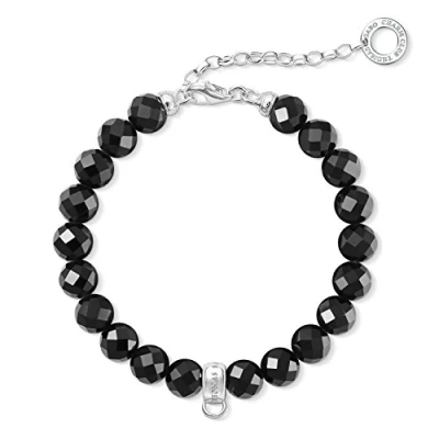 Obrázek Thomas Sabo Dámský elegantní náramek obsidián černý Charm Club 925 sterlingové stříbro X0226 840 11 L18, 5v, Mincovní stříbro, Autre