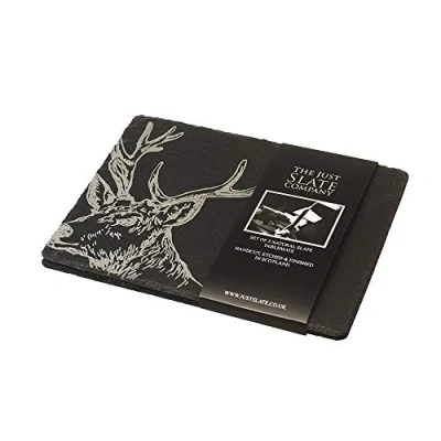 Obrázek The Just Slate Company Tischsets mit Hirschmotiv, 2 Stück, Schiefer, Schwarz, 42cm x 15cm