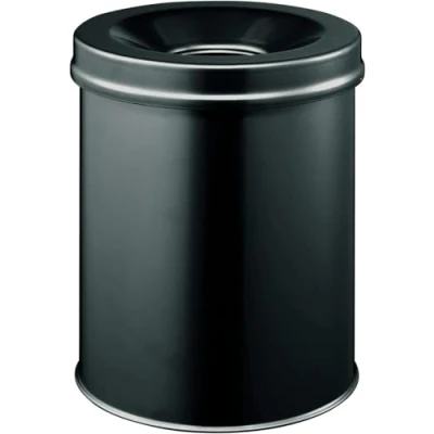 Obrázek Durable Koš na papír Safe kulatý, samozhášecí víko, 15 litrů, černý, 330501