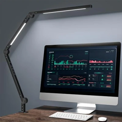 Obrázek Eyocean LED lampa na psací stůl, otočné rameno, architekta pracovní světlo, dotykové ovládání kancelářská stolní lampa, plynulé stmívání, nastavitelná teplota barvy, ochrana očí, 10W světlo se