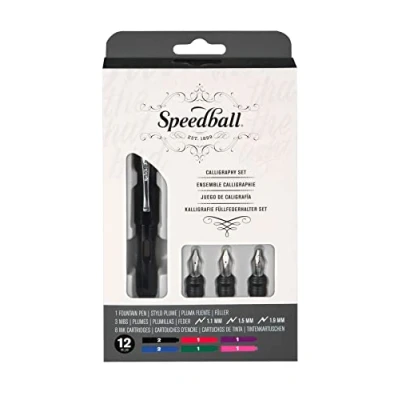 Obrázek Speedball Kaligrafická sada plnicích per, stříbrná barva
