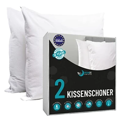 Obrázek Dreamzie Povlak na polštář vodotěsný 40 x 80 cm 100% bavlna certifikováno Oeko TexÆ 2 kusy chráničů polštářů se zdrhovadlem prodyšné, hypoalergenní, antiroztoči, antibakteriální