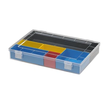 Obrázek hünersdorff Krabička na sortiment: stabilní třídicí box (PS Classic Flex, plochý) bez rozdělení přihrádky, průhledný, rozměry krabice: 225 x Š 335 V 55 mm, Made in Germany