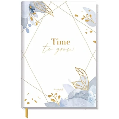 Obrázek Poznámkový blok A5 linkovaný [Time to grow] od Trendstuff by Häfft 124 stran, 62 listů ideální jako deník, Bullet Journal, kniha nápadů, sešit na psaní udržitelný a šetrný k klimatu