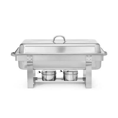 Obrázek HENDI Chafing Dish, gastronorm, se dvěma nádobami na hořlavou pastu a nádobou 65 mm, vhodné pro nádoby do gastronormy hloubky 100 GN 1/1, 9L, 585 x 385 (V) 315 ušlechtilá ocel 18/0