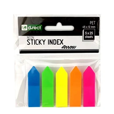 Obrázek D.RECT 9347 lepicí proužky Pagemarker index fixační popisovač film textu PET fólie 45 x 12 mm 5 25 kusů šipek