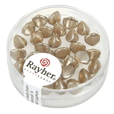 Obrázek Rayher 14460535 skleněné perly pro Trojhranný, 7 mm, nádoba 32 ks, taupe Brown