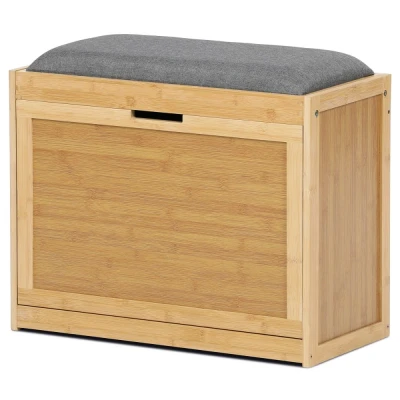 Obrázek Botník, masiv bambus, přírodní odstín, šedá látka DR N1014 GREY2