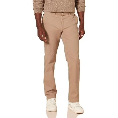 Obrázek Amazon Essentials Pánské ležérní strečové chino kalhoty s úzkým střihem, tmavě khaki, 33 W / 28 L