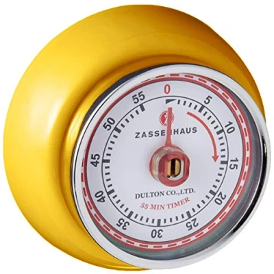 Obrázek Zassenhaus Kuchyňská minutka Speed, žlutá, Ø 7 cm x 3 cm, analogové zobrazení času s funkcí alarmu, hodiny odpočítávání podporují při plánování vaření nebo pečení