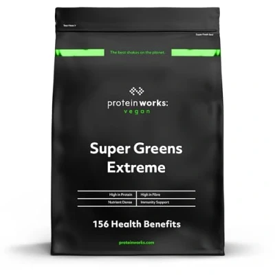 Obrázek Protein Works Super Greens Extreme, 150+ zdravotních výhod, 41 aktivních látek, veganské a bez lepku, porcí, jablka citrón, 500 g