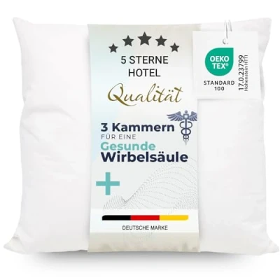 Obrázek ZOLLNER Prémiový péřový polštář s podílem peří Made in Germany vhodný pro alergiky potah z kvalitní mako bavlny lze prát do 60 C 40 x cm hotelová kvalita