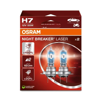 Obrázek Osram Night Breaker Laser H7 příští generace, + 150% vyšší jas, halogenová žárovka světlometů, 64210NL HCB, 12V auto, Duo Box (2 lampy)